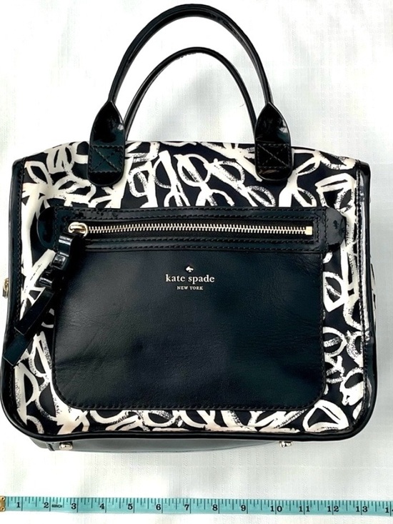 kate spade Handbags - Kate Spade Black Leather and nylon glasses patterned Shoulder Bag